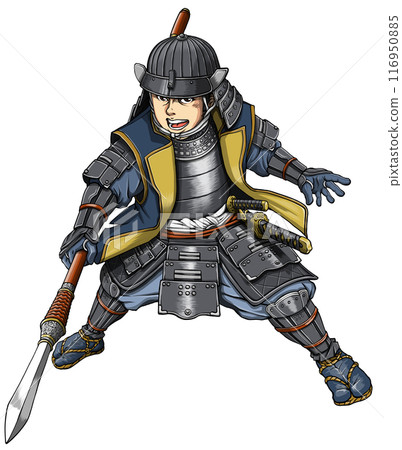 身穿錦衣、手持長槍的戰國武將。 116950885