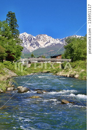 Himekawa River and the Northern Alps, Oide Park (Hakuba Village, Nagano Prefecture) 116951117