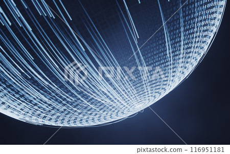Digital sphere with glowing lines structure, 3d Digital sphere with glowing lines structure, 3d 116951181