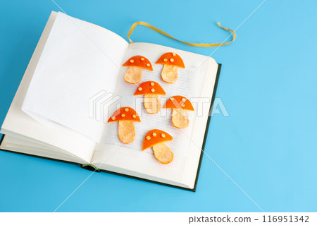 how to dry tangerine peel craft with a book, DIY, top view 116951342