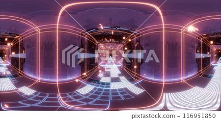 Digital cyberspace, sci-fi concept tunnel, 3d 116951850