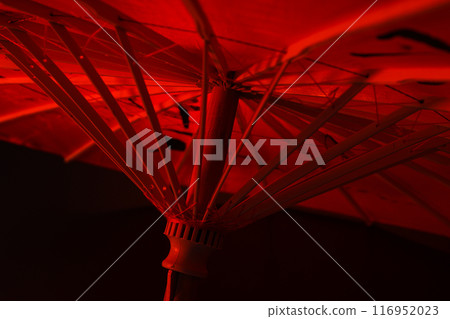 The mechanism of a beautiful Japanese umbrella close-up The mechanism of a beautiful Japanese umbrella close-up 116952023