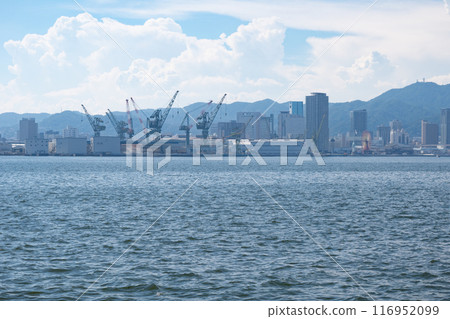 View of downtown Kobe from Shiosai Park on Port Island 116952099
