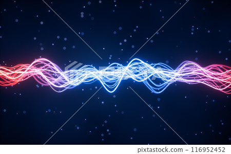 Abstract wave gradient curves and particles, 3d 116952452