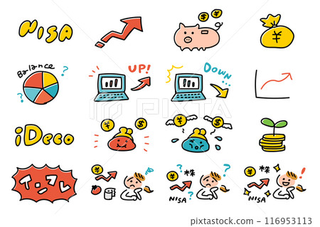 Investment money hand-drawn illustration set_vivid color 116953113