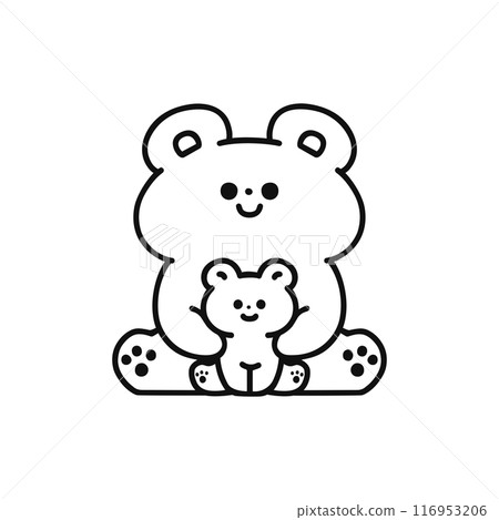 Bear parent and child line drawing 116953206