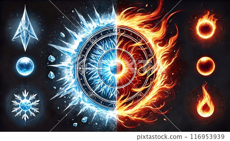 Ice and Fire Collision Magic Circle Ice and Fire Collision Magic Circle 116953939