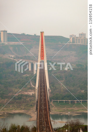 Metro rail bridge accross Yangtze river Metro rail bridge accross Yangtze river 116954158