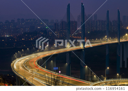 Night view of Chongqing CaiJia Bridge 116954161