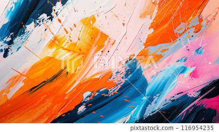Abstract background showcasing bold brushstrokes of bright colors 116954235