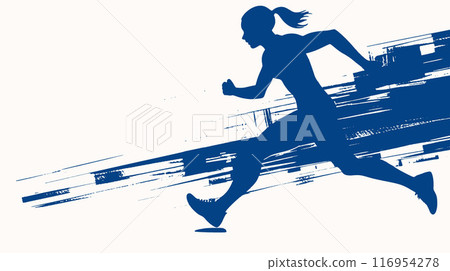 Runner's shadow serves as a testament to their perseverance in pursuit of success 116954278