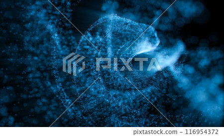 Abstract blue wave particles, 3d rendering. 116954372