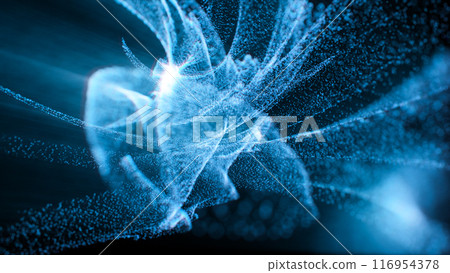 Abstract blue wave particles, 3d rendering. Abstract blue wave particles, 3d rendering. 116954378