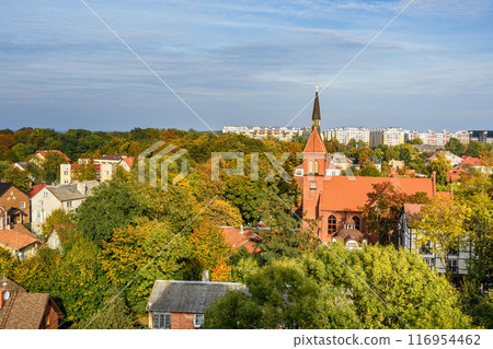 Aerial view city Zelenogradsk from observation deck of Water Tower. Russia Aerial view city Zelenogradsk from observation deck of Water Tower. Russia 116954462