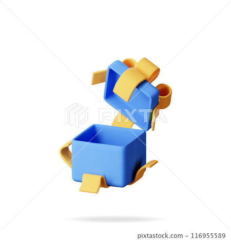 3D open gift box isolated on white 116955589