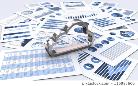 Cloud icon and business documents, images of data digitization and cloud storage Cloud icon and business documents, images of data digitization and cloud storage 116955606