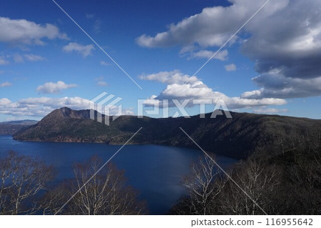 Lake Mashu and Mt. Mashu in early winter Lake Mashu and Mt. Mashu in early winter 116955642