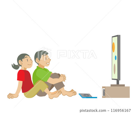 孩子們看電視的插畫 孩子們看電視的插畫 116956167