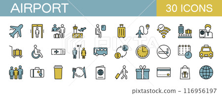 Airport icon set color Airport icon set color 116956197