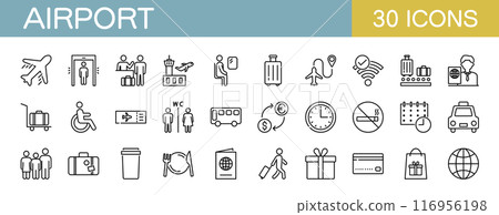 機場相關的圖標集 116956198