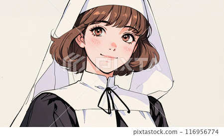 Cute retro girl dressed as a nun 116956774