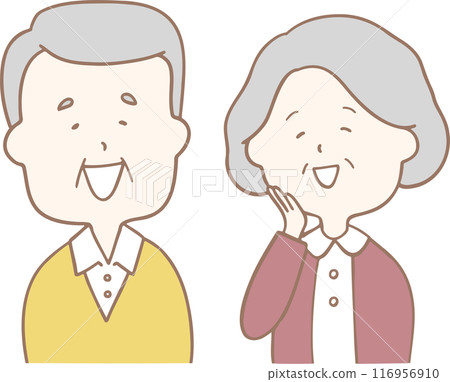 Smiling senior couple, upper body illustration Smiling senior couple, upper body illustration 116956910