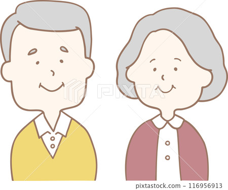 Senior couple upper body illustration Senior couple upper body illustration 116956913