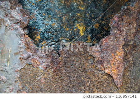 Rust on old iron plate pattern texture background. 116957141