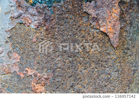 Rust on old iron plate pattern texture background. 116957142