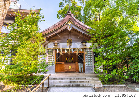 日本寒川城市景觀、相模國一宮寒川神社、Nofudaden、Ofuda Osamu。大量綠色 = 2020 年 7 月 21 日 116957168