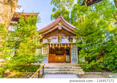 日本寒川城市景觀、相模國一宮寒川神社、Nofudaden、Ofuda Osamu。大量綠色 = 2020 年 7 月 21 日 116957172