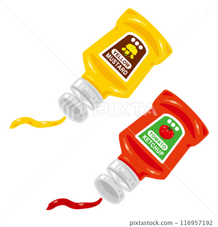 芥末和番茄醬裝在擠瓶中 116957192