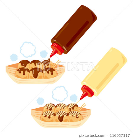 Takoyaki with sauce and mayonnaise Takoyaki with sauce and mayonnaise 116957317