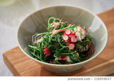 Vinegared hijiki seaweed and octopus Vinegared hijiki seaweed and octopus 116959037