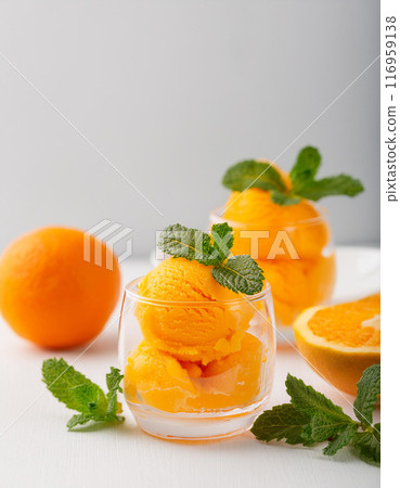Orange flavored ice cream 116959138