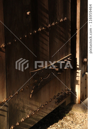 城堡大門上生鏽的鐵釘 116959464