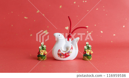 New Year's material for the Year of the Snake: Snake figurine on a red background 116959586