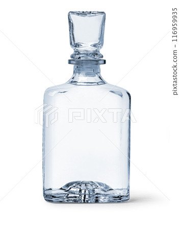 Empty square-shaped glass decanter, Empty square-shaped glass decanter, 116959935