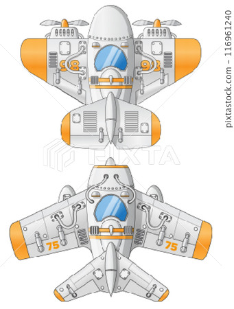 A set of planes. View from above. Pixel art. Isolated on white background. Vector illustration. 116961240