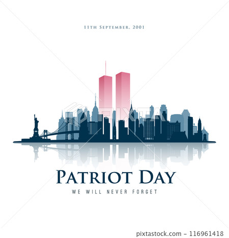 Stylized NYC skyline with Twin Towers for Patriot Day remembranc Stylized NYC skyline with Twin Towers for Patriot Day remembranc 116961418