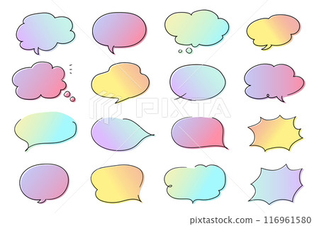 彩色語音氣泡_細線_粉彩漸變 彩色語音氣泡_細線_粉彩漸變 116961580