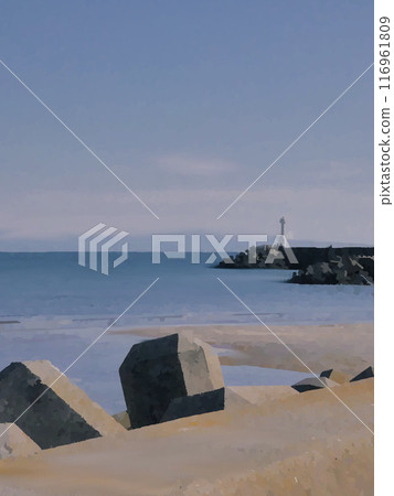 Breakwater with a small lighthouse Breakwater with a small lighthouse 116961809