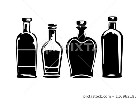 Vintage Bottle Silhouette Collection vector Vintage Bottle Silhouette Collection vector 116962185