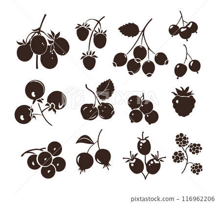 Various Berry Silhouette Collection vector Various Berry Silhouette Collection vector 116962206