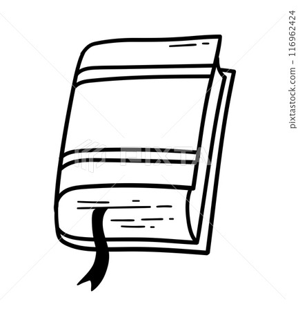 Vector line art illustration of closed book 116962424