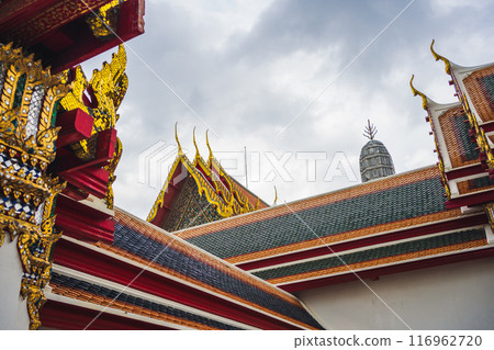 asia travel concept with old architecture and pagoda at thailand temple asia travel concept with old architecture and pagoda at thailand temple 116962720