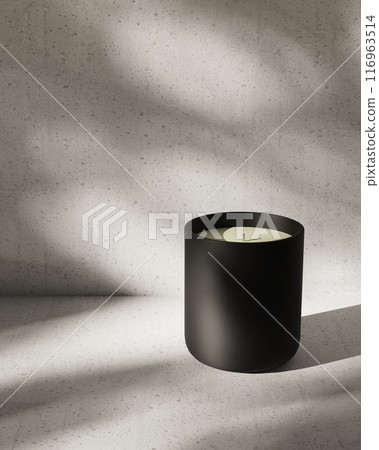 A Minimalist Black Candle Placed on a Beautifully Textured Surface to Enhance Aesthetic Appeal 116963514