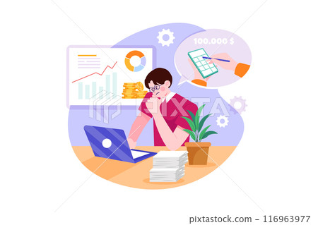 The Guy On The Laptop Calculates The Visual Benefit 116963977