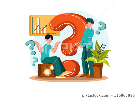 Two guys think about a question 116963986