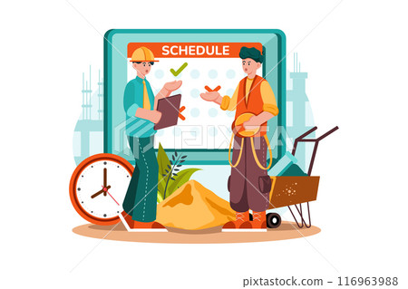 Group of workers dealing with the schedule of days 116963988